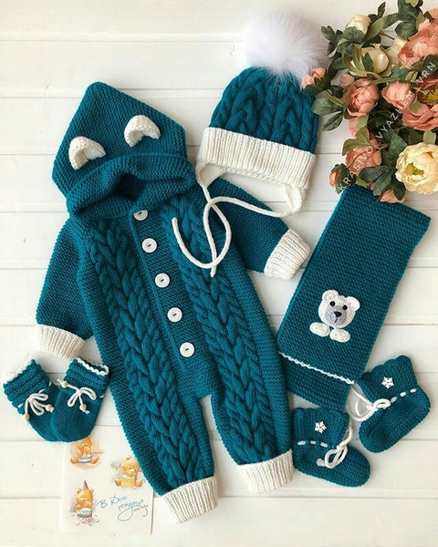 Handmade Crochet Baby Boy Outfit (Full Set)- Size: 0M-3Years – Sooper Kids